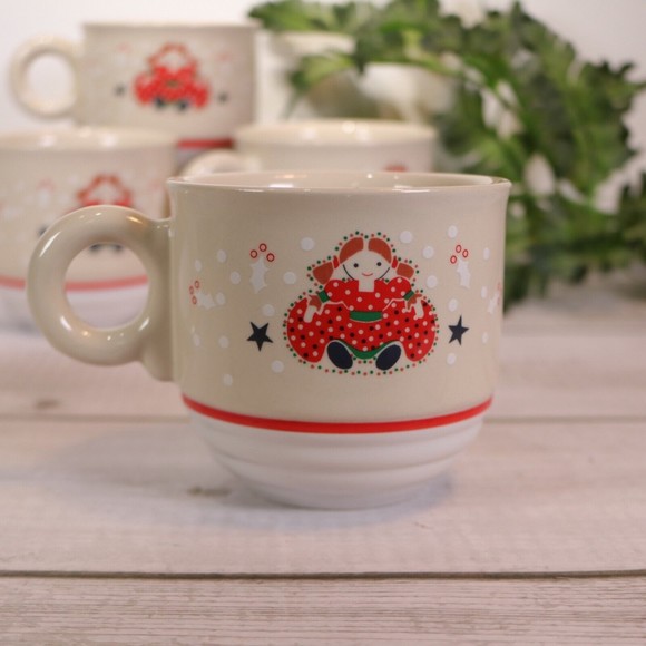Vintage 1980 Noritake Epoch HOLIDAY JOY Mug Set 4Pc 8200 Doll Christmas - Picture 9 of 11
